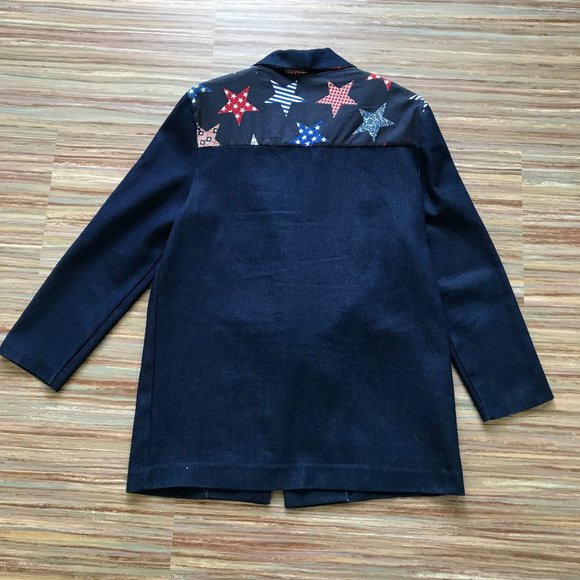 Americana Western Blazer Jacket Denim & Star Print with Concho Snaps Home Made - Picture 7 of 7